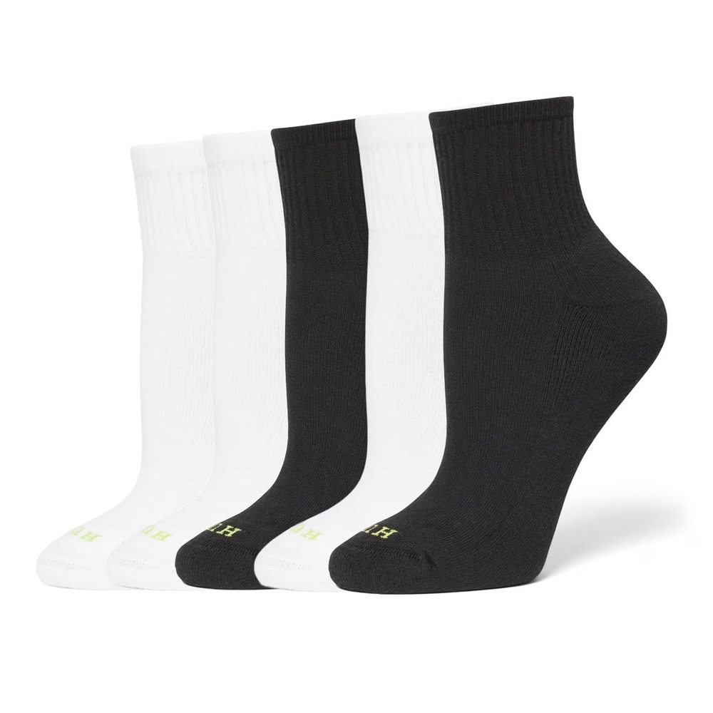Hue Womens 5-Pack Cotton Mini Crew Socks One Size Black White 888172903615